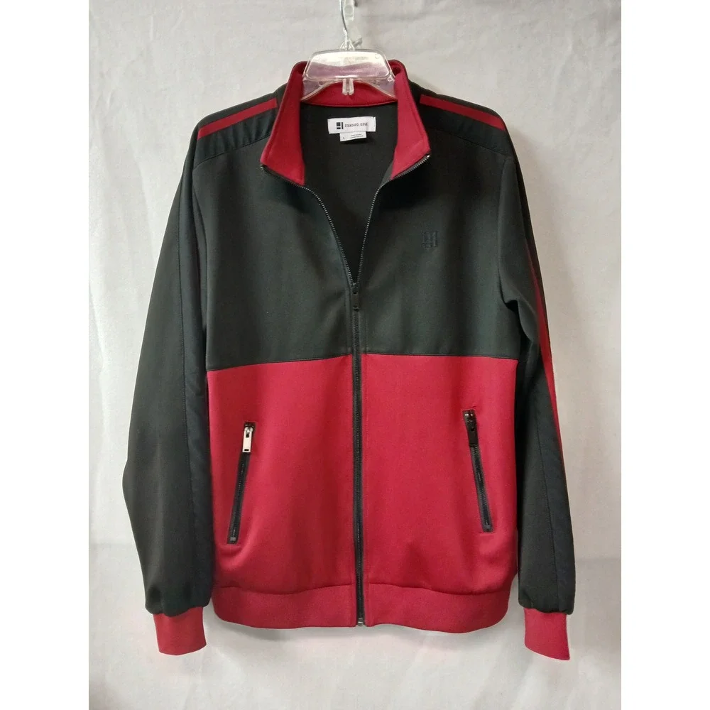 Standard Issue Mens Reto-inspired‎ Track Jacket Black Red Colorblock Zip Men Lg